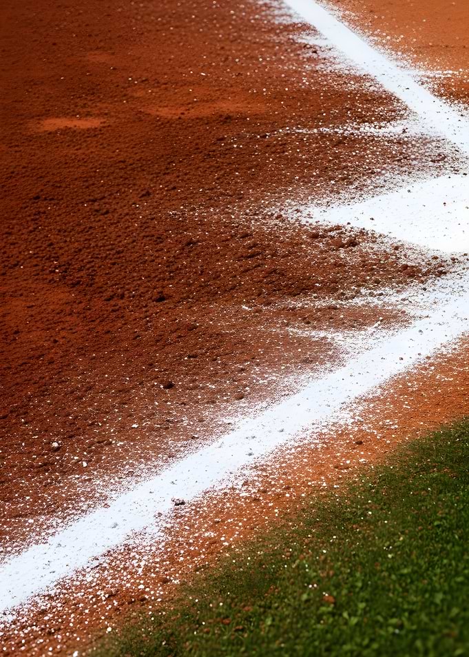 Baseball field detail with white lines