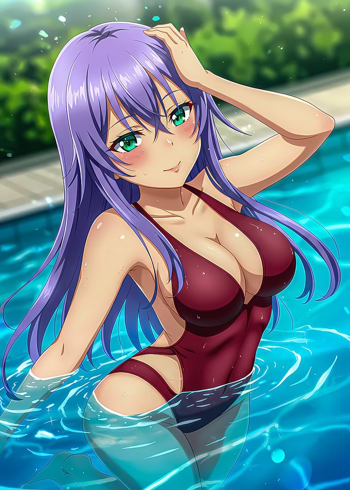 Anime Girl in Swimming Pool