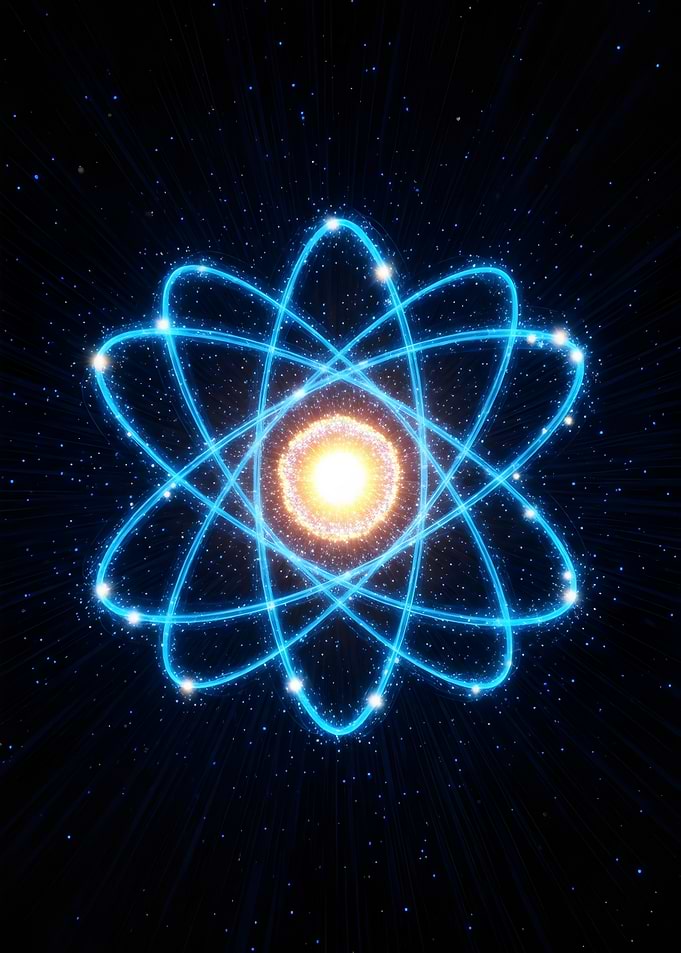 Glowing Atom Model in Space