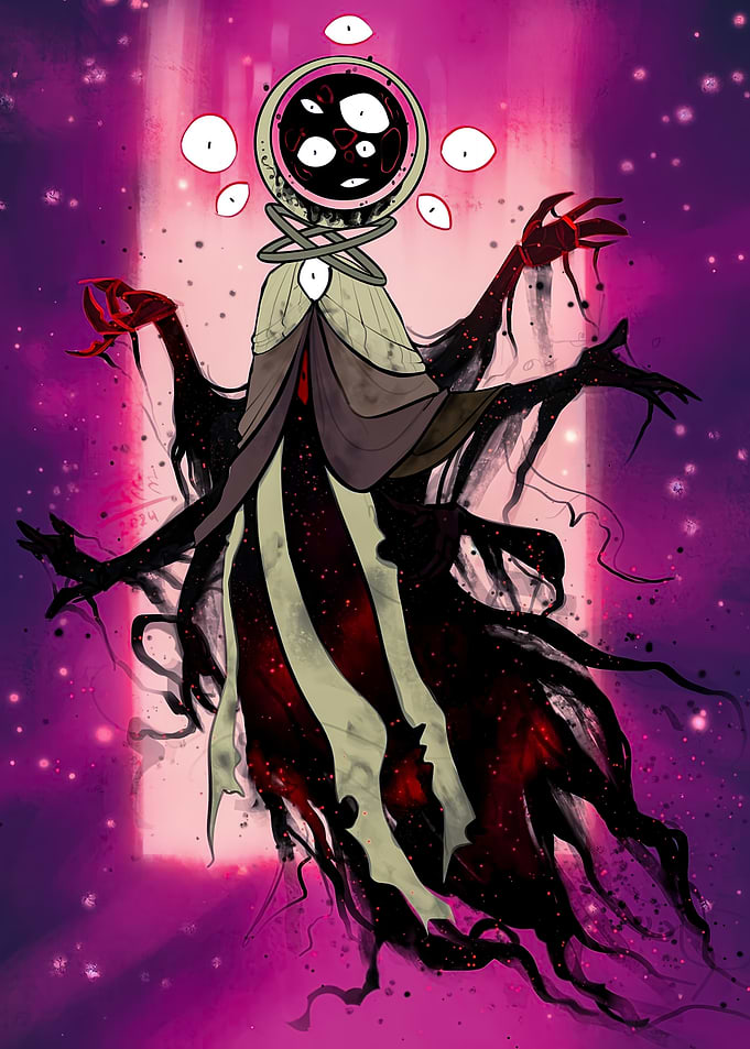 Mystical Figure with Multiple Eyes