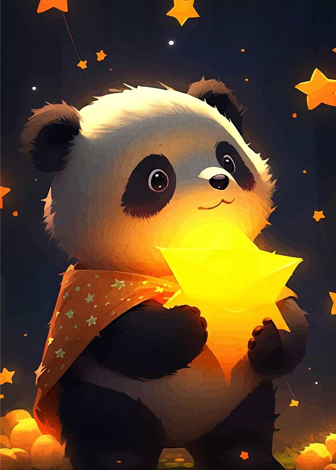 Panda Holding a Star
