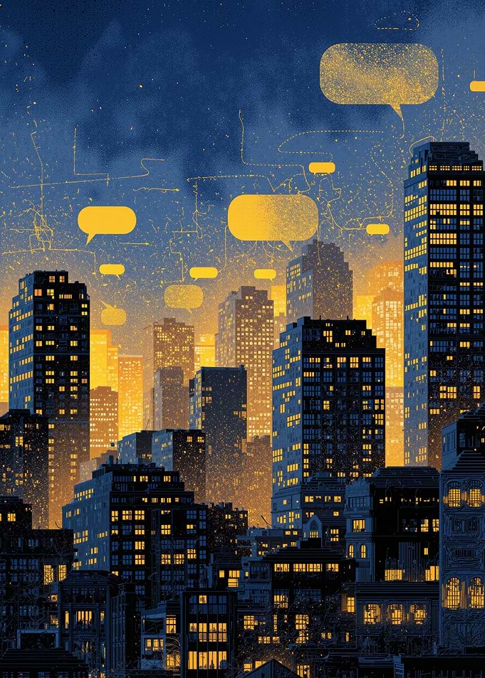 Cityscape with Speech Bubbles