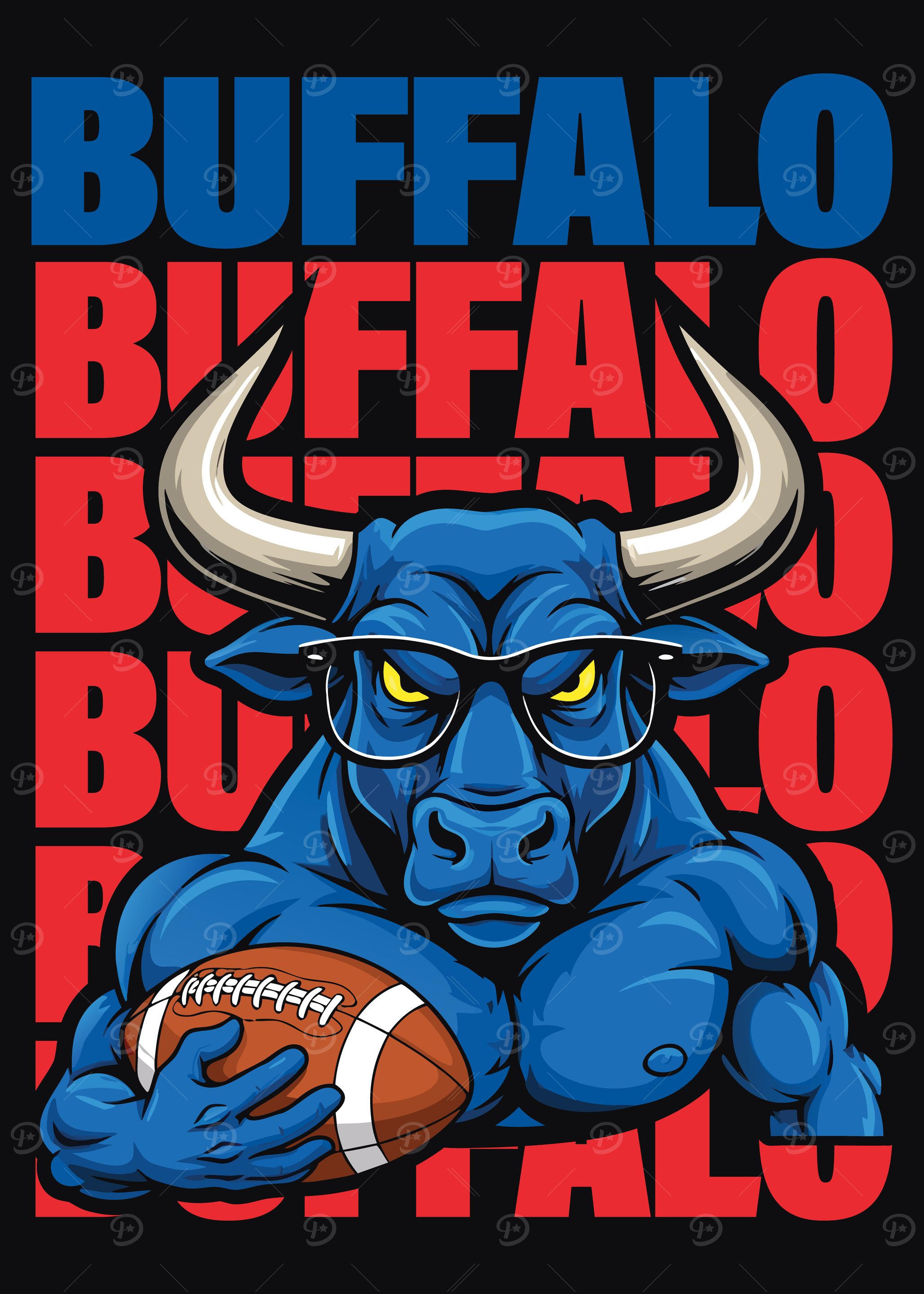 Buffalo Football Bull with Glasses