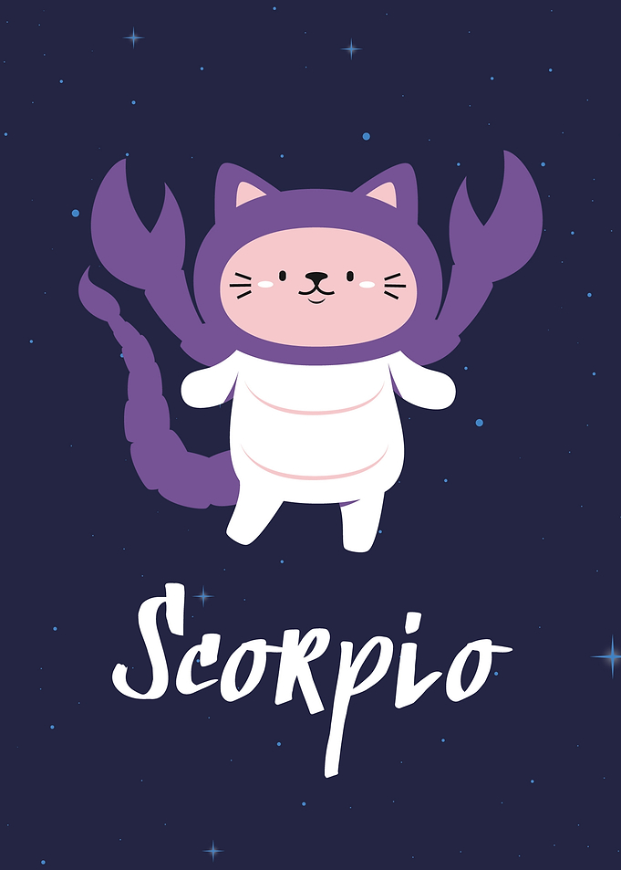 Cute Scorpio Cat Zodiac Illustration