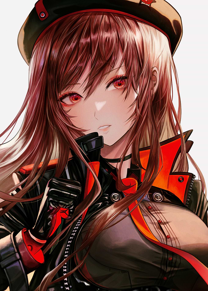 Anime Girl with Red Eyes and Beret