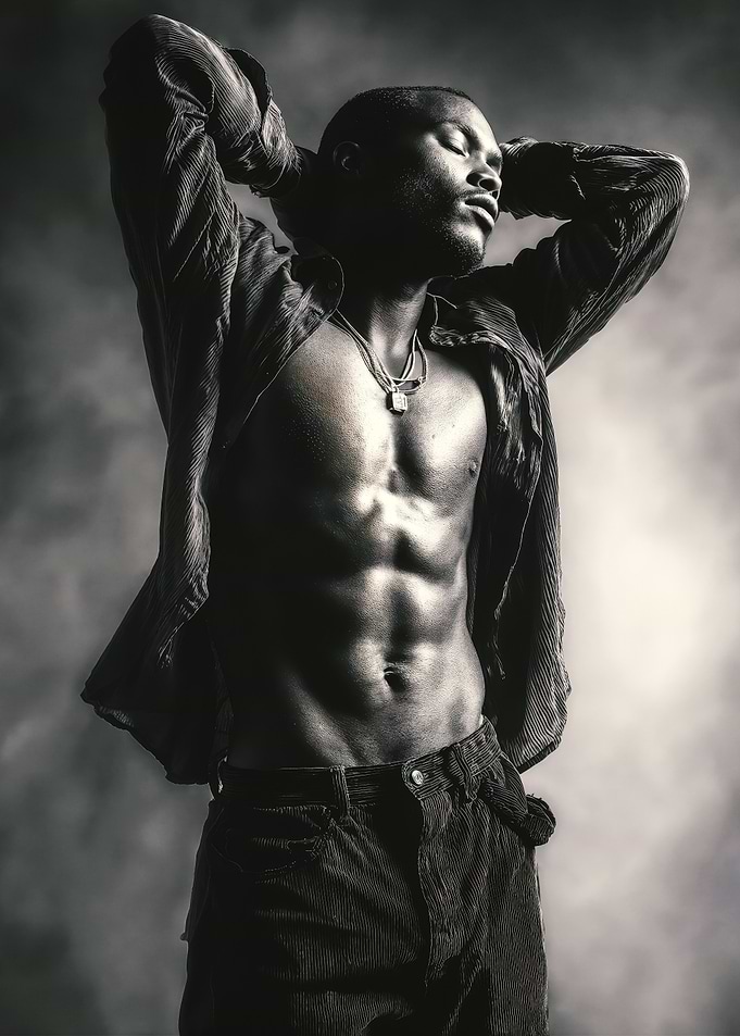 Monochrome Portrait of a Muscular Gay