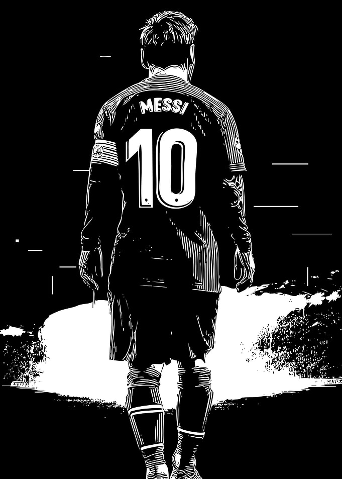 Lionel Messi Black and White Illustration