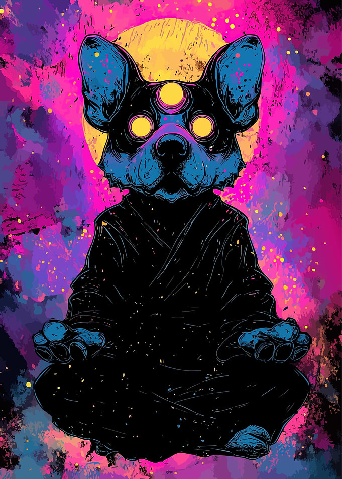 Meditating Dog with Third Eye