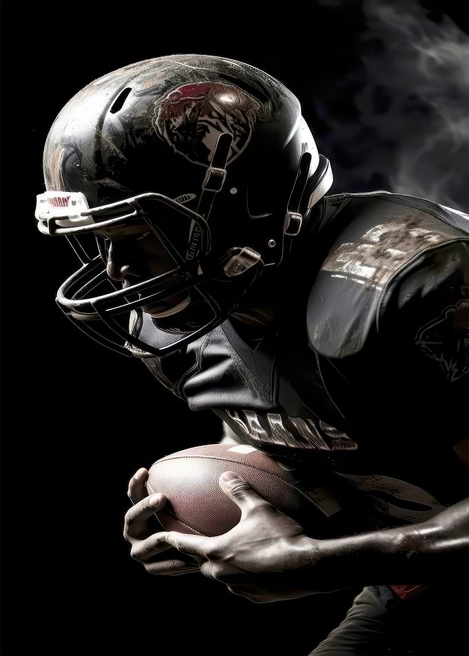 American Football Player with Ball