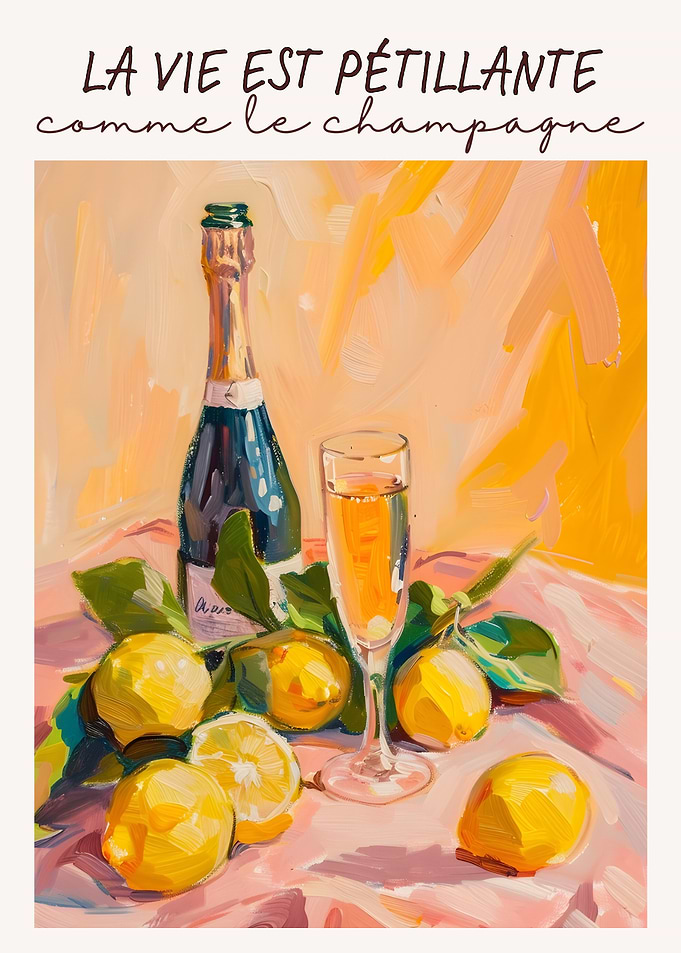 Champagne and Lemons Still Life Painting