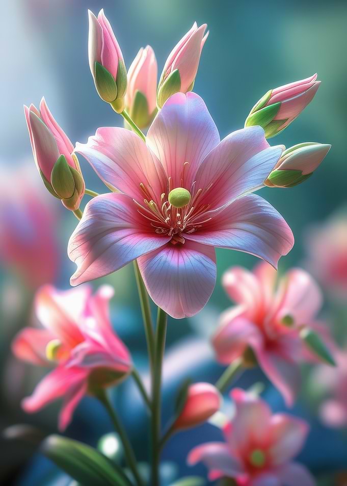 Pink Lily Flower Blossom Close-Up