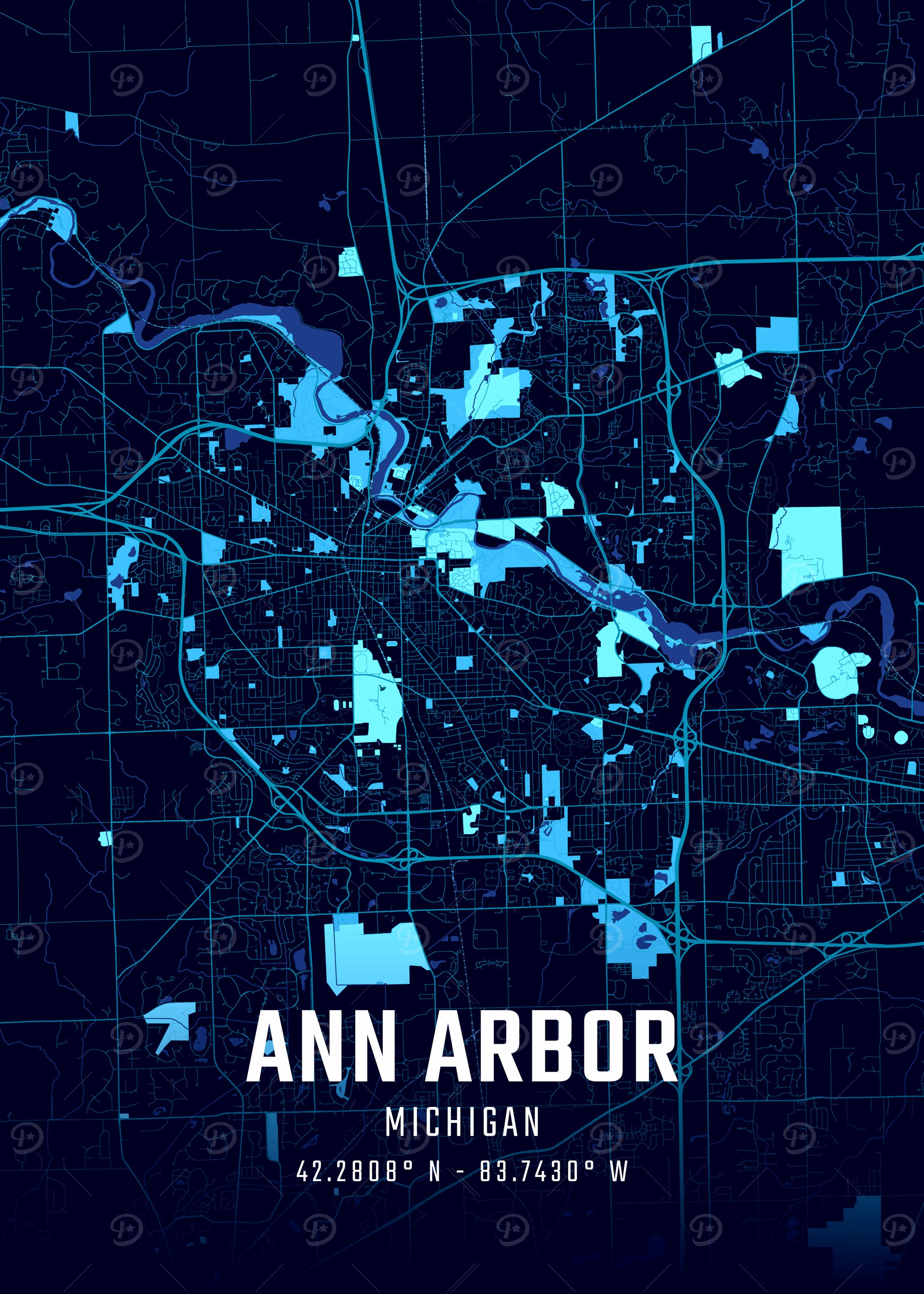 Ann Arbor Midnight City Map