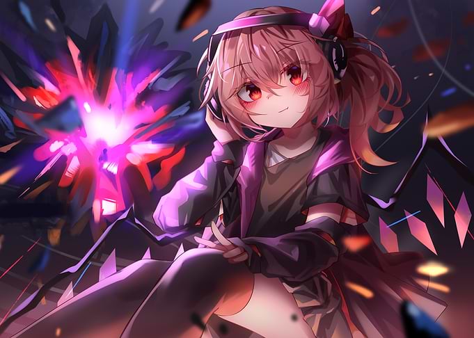 Anime Girl with Headphones and Energy