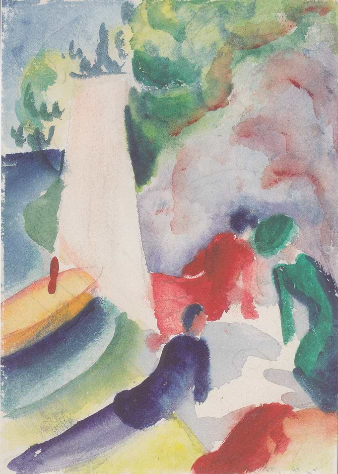 Abstract Watercolor Painting with Figures