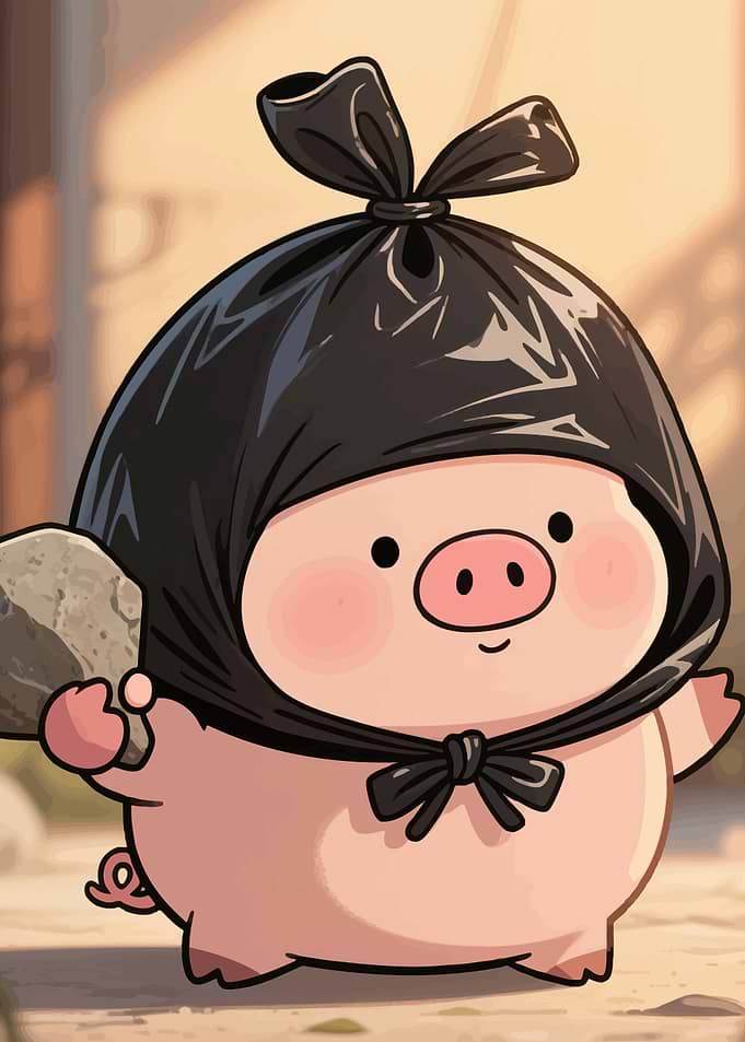 Cartoon Pig Trash Bag Hat