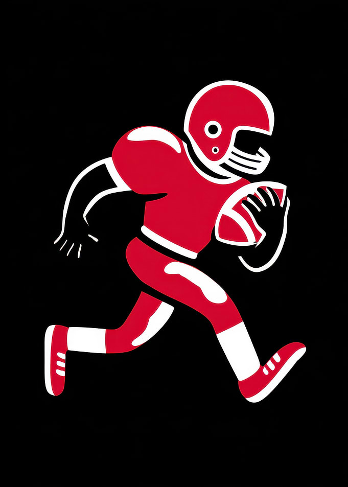 Red Football Player Running Illustration