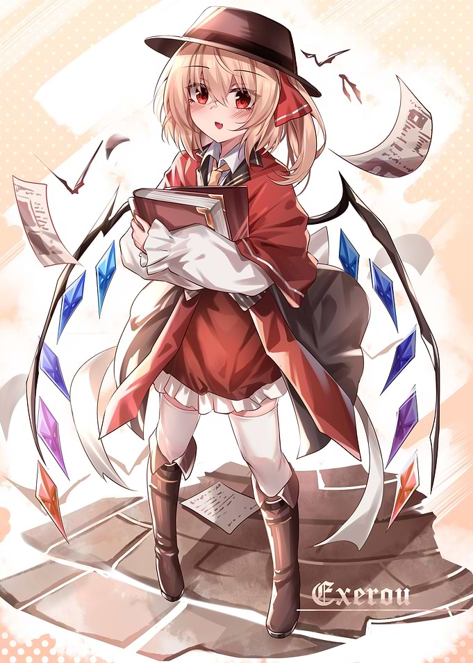 Anime Girl with Book and Hat