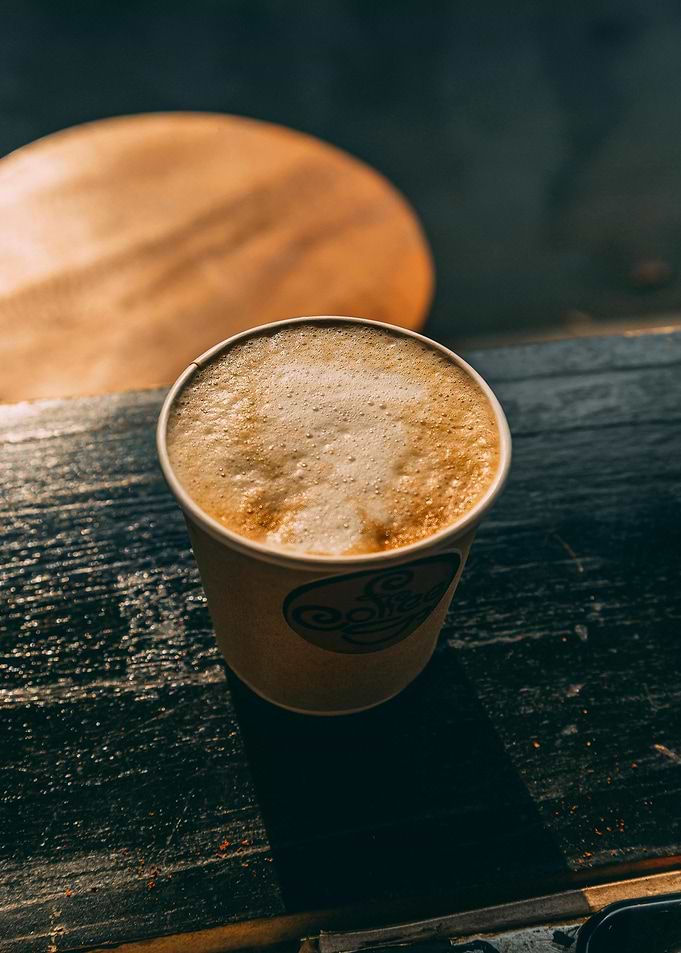 Coffee Cup on Wooden Surface