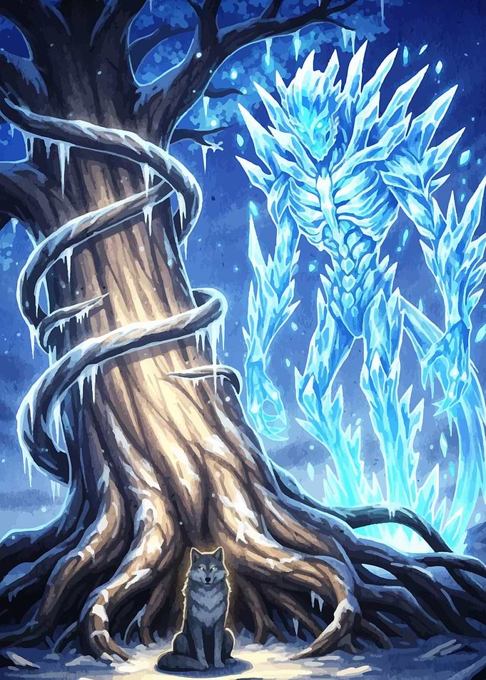 Winter Guardian with Wolf