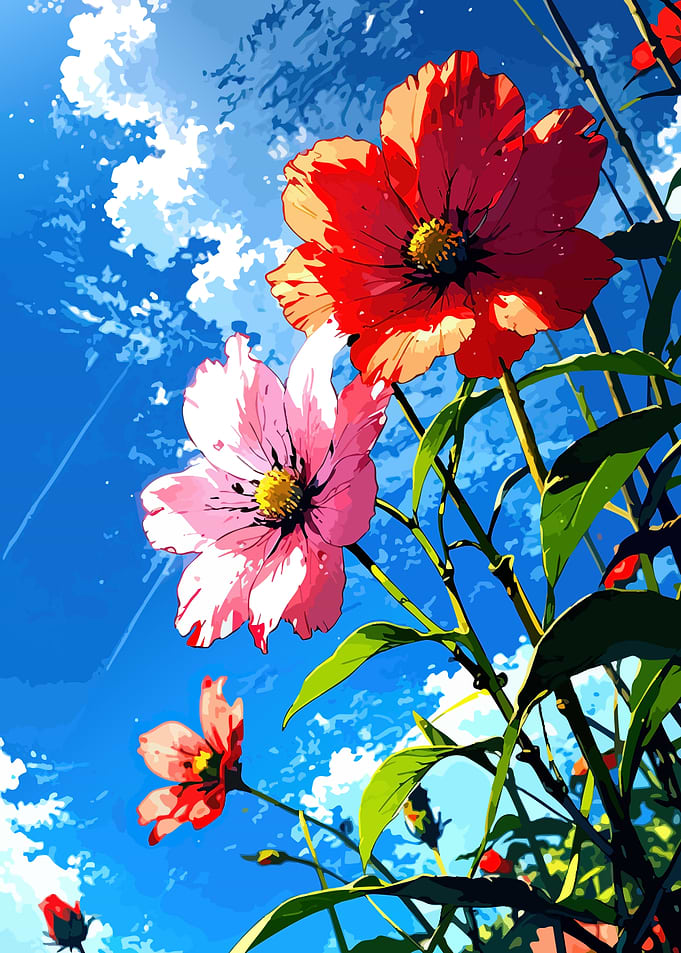 Floral Anime Style Sky View