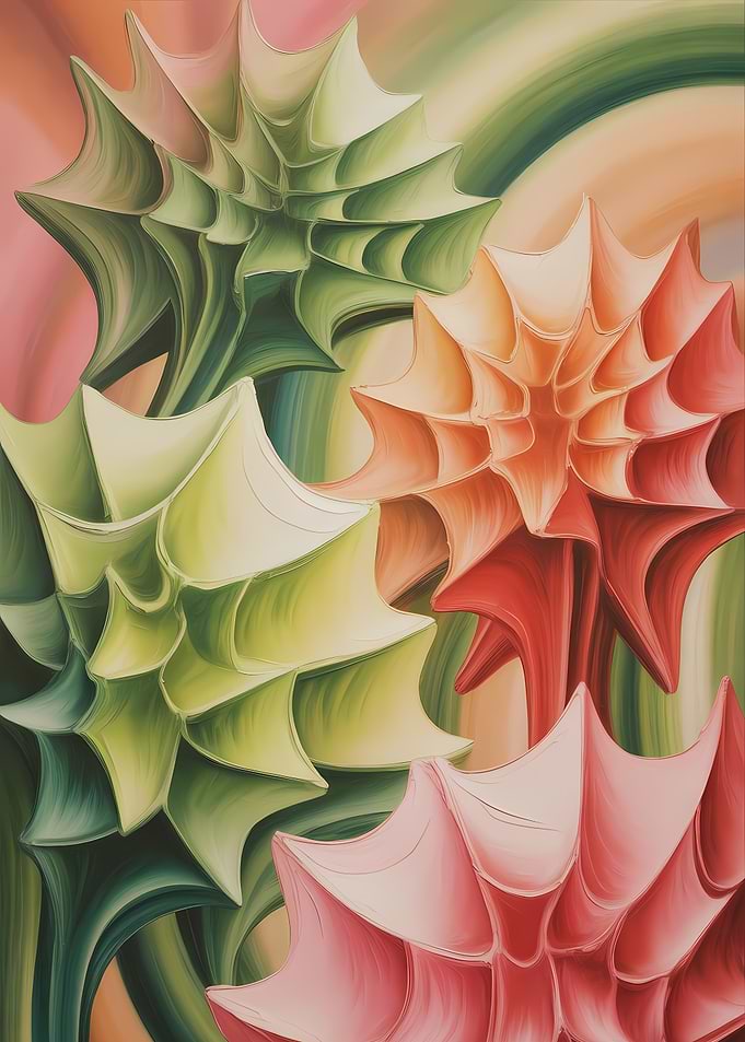 Abstract Floral Painting with Warm Tones