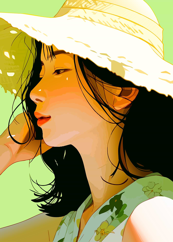 Woman in Hat Digital Art Portrait