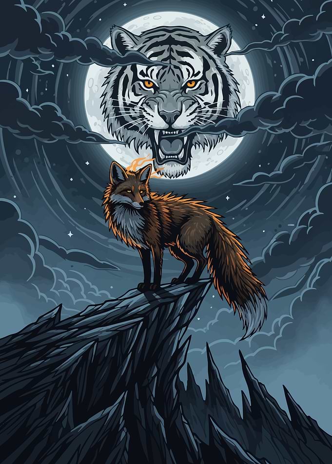 Fox Tiger Moonlight