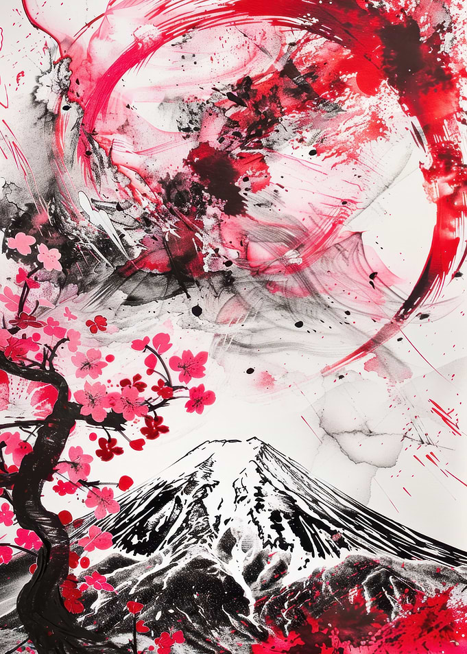 Mount Fuji with Cherry Blossoms Painting