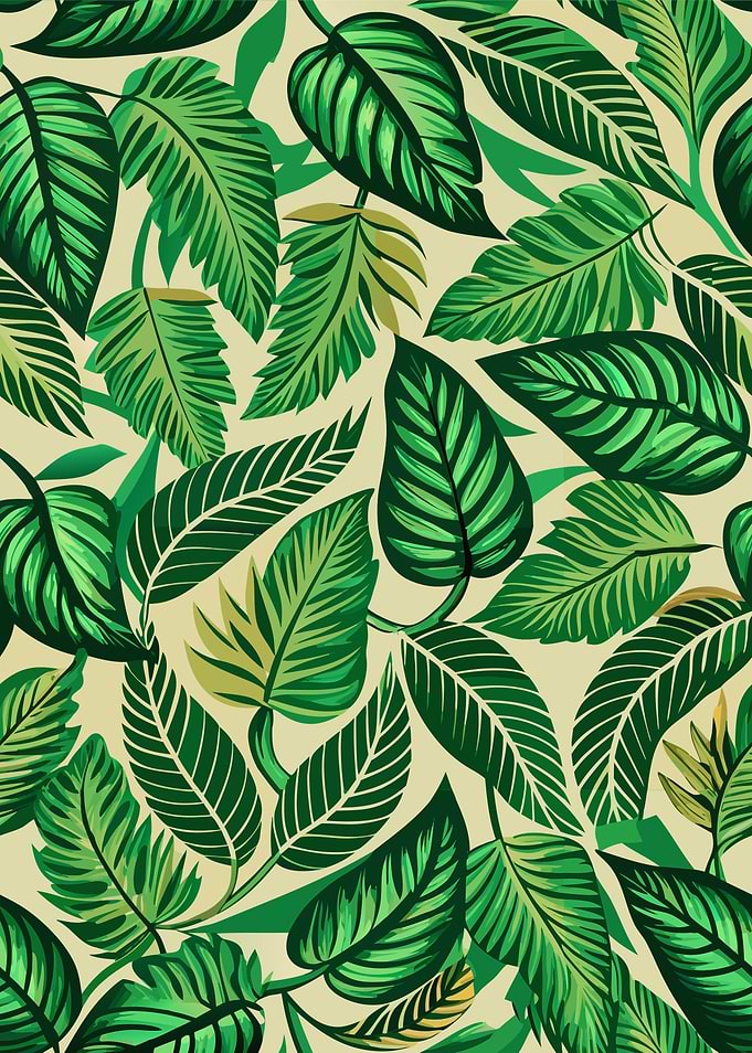Tropical Green Leaves Pattern