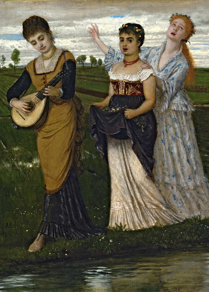 Three Women in a Field Painting