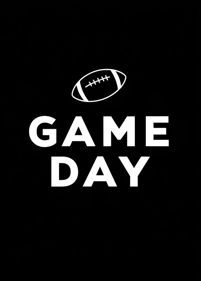 Game Day Football Black and White
