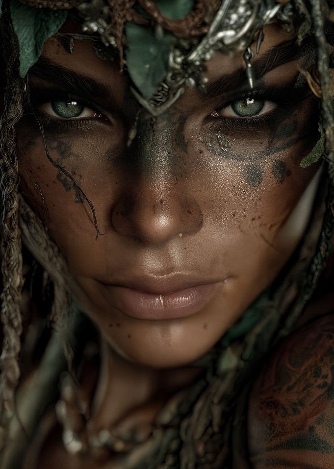 Intense Gaze of a Forest Warrior