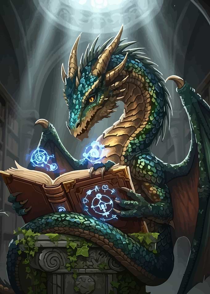 Dragon Reading Magic Book Library