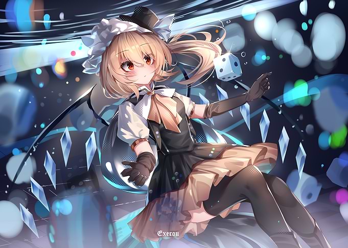 Anime Girl with Dice and Crystals
