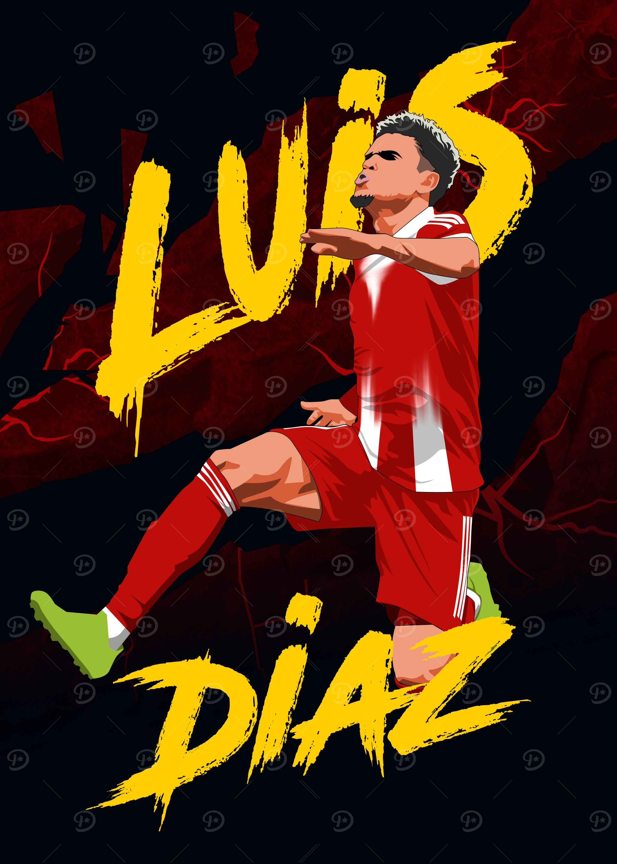Luis Diaz Soccer Player Illustration