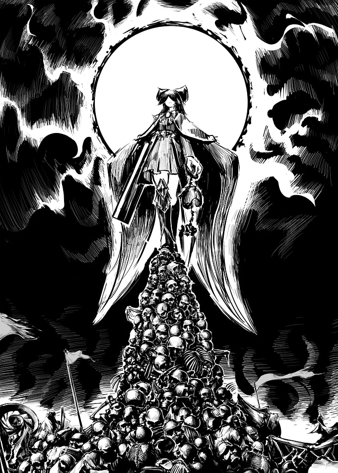 Anime Girl on Skull Mountain