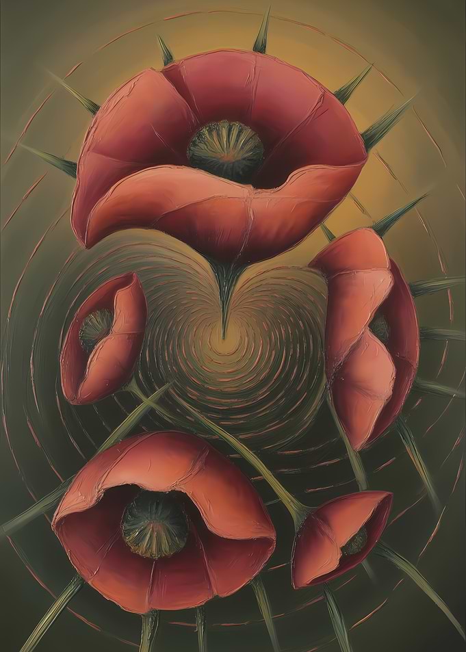 Abstract Red Poppy Flower Painting