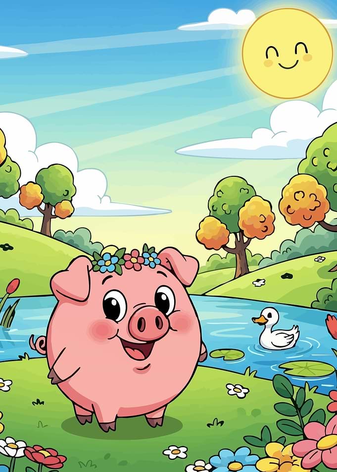 Cartoon Pig Flower Crown