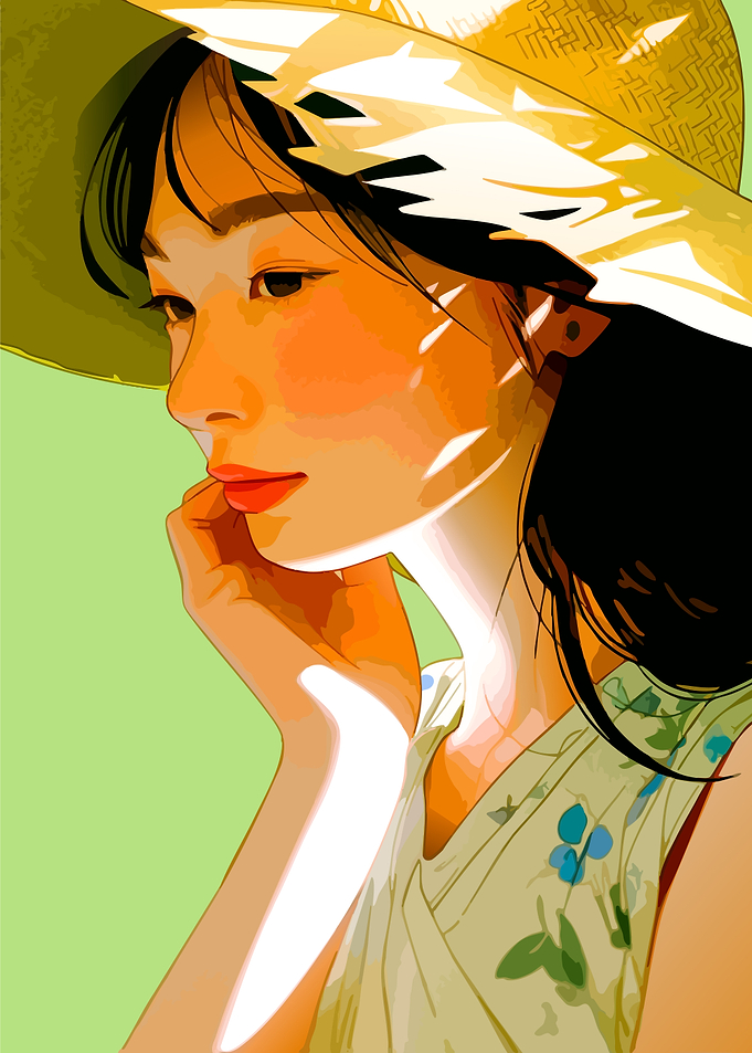 Woman in Hat Digital Art Portrait
