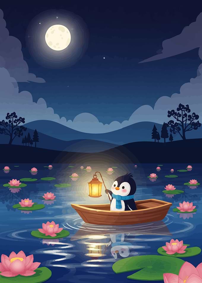 Penguin boat night