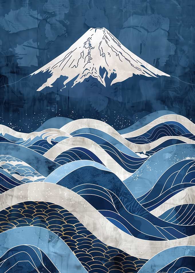 Mount Fuji and Waves Art Print