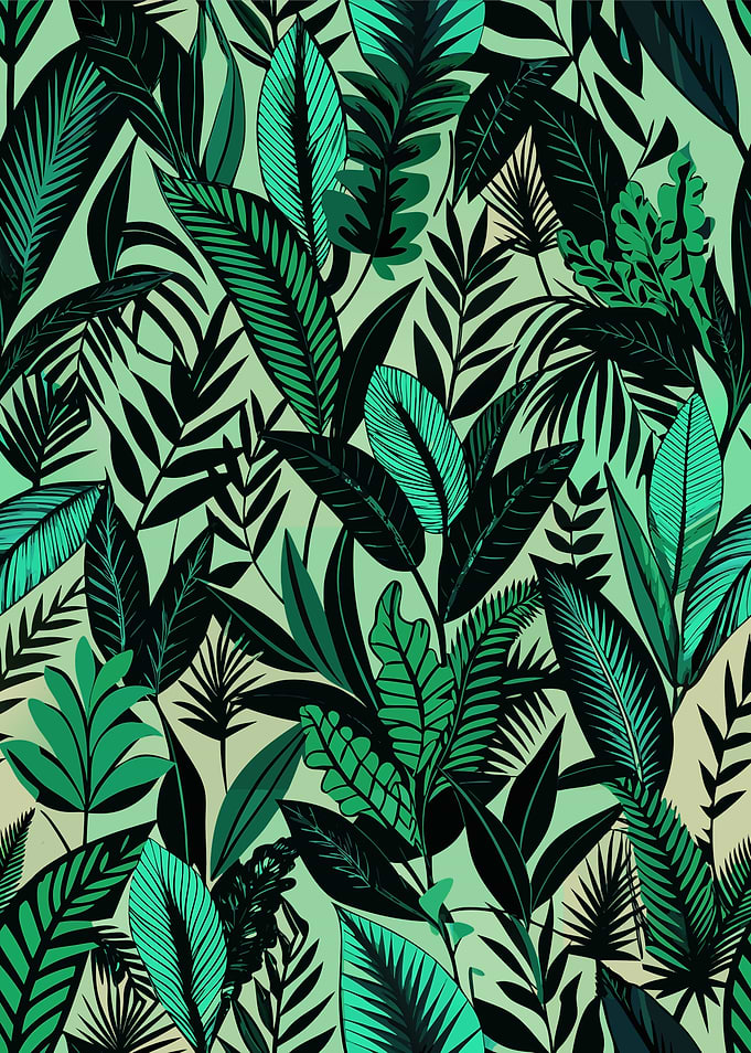 Tropical Leaves Pattern in Green Tones