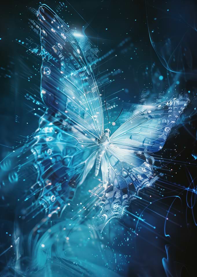 Digital Butterfly with Circuitry Details