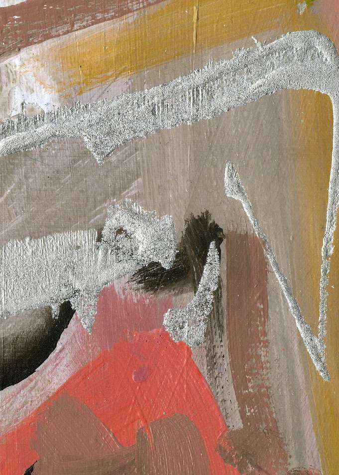 Abstract Painting pink with Silver Accents