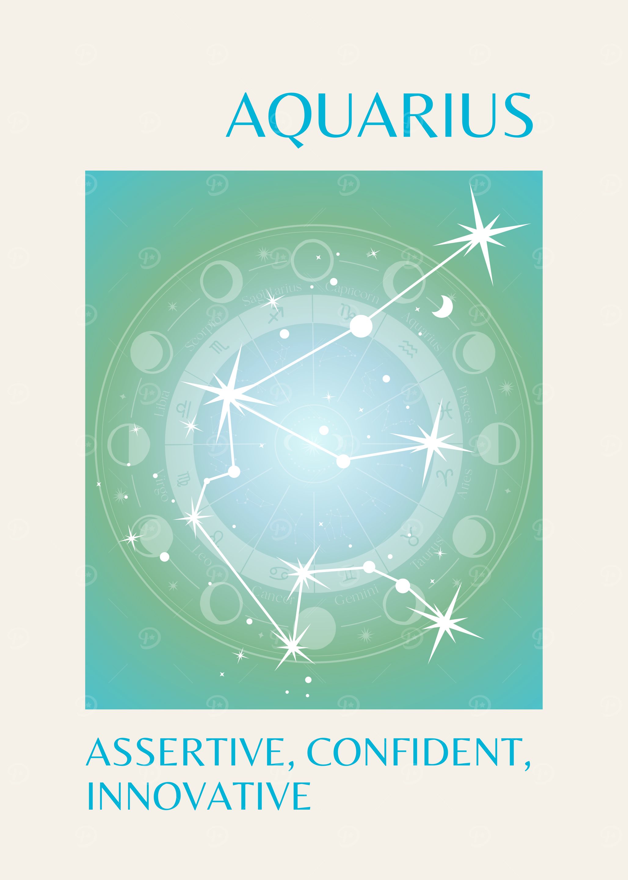 Aquarius Zodiac Sign Illustration