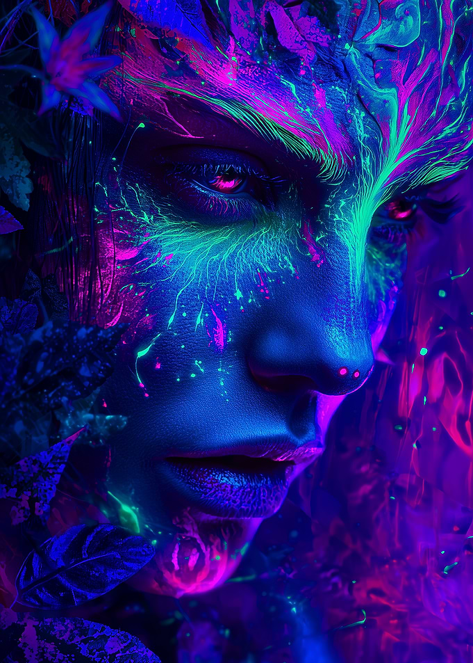 Neon Forest Spirit Portrait