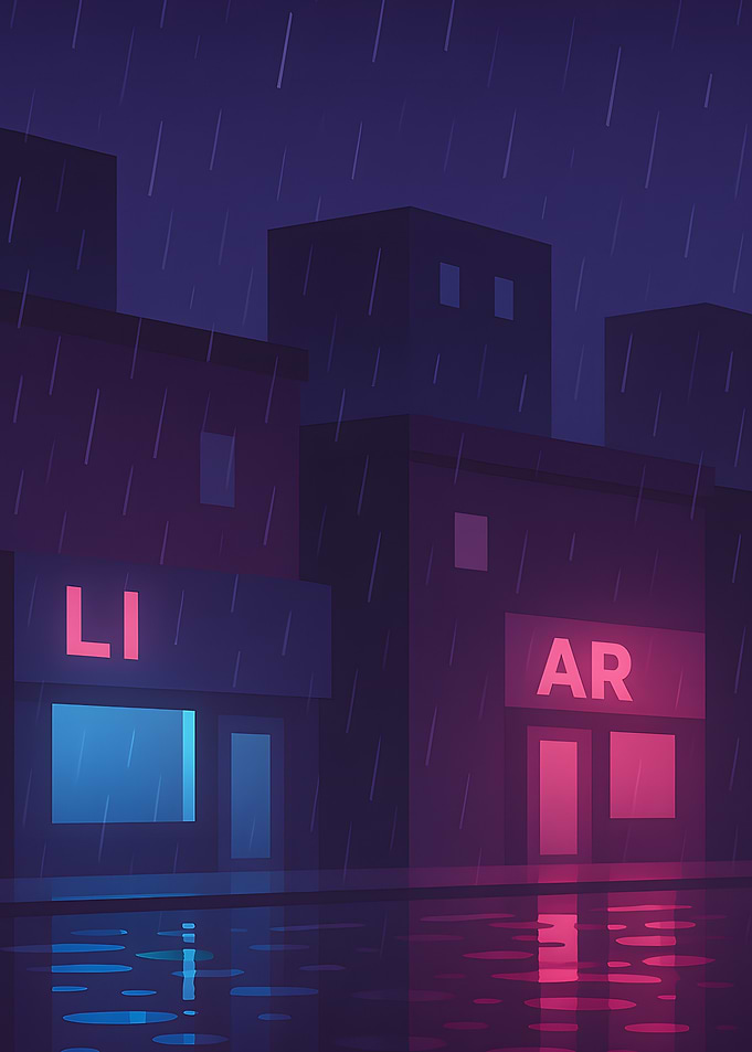 Rainy Cityscape with Neon Lights