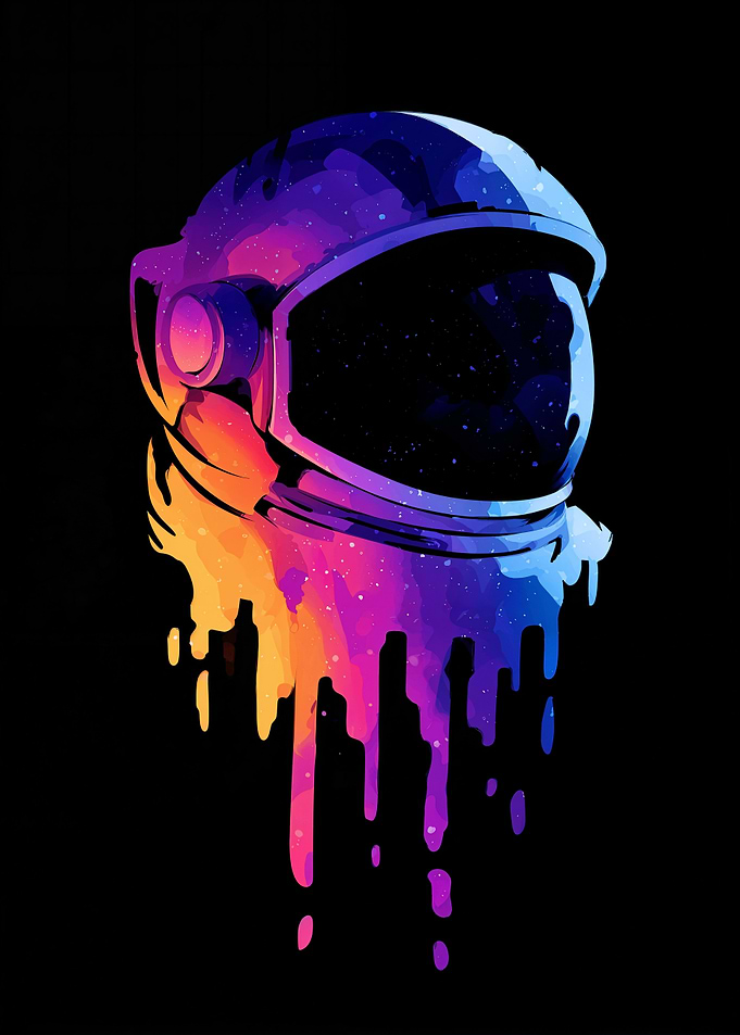Colorful Dripping Astronaut Helmet