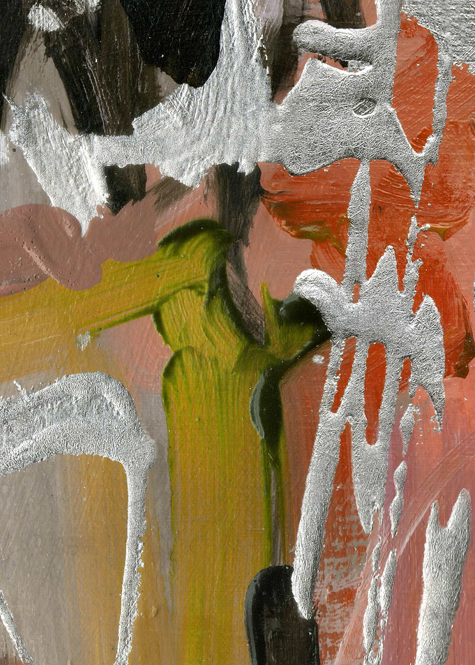 Abstract Painting with Silver Accents