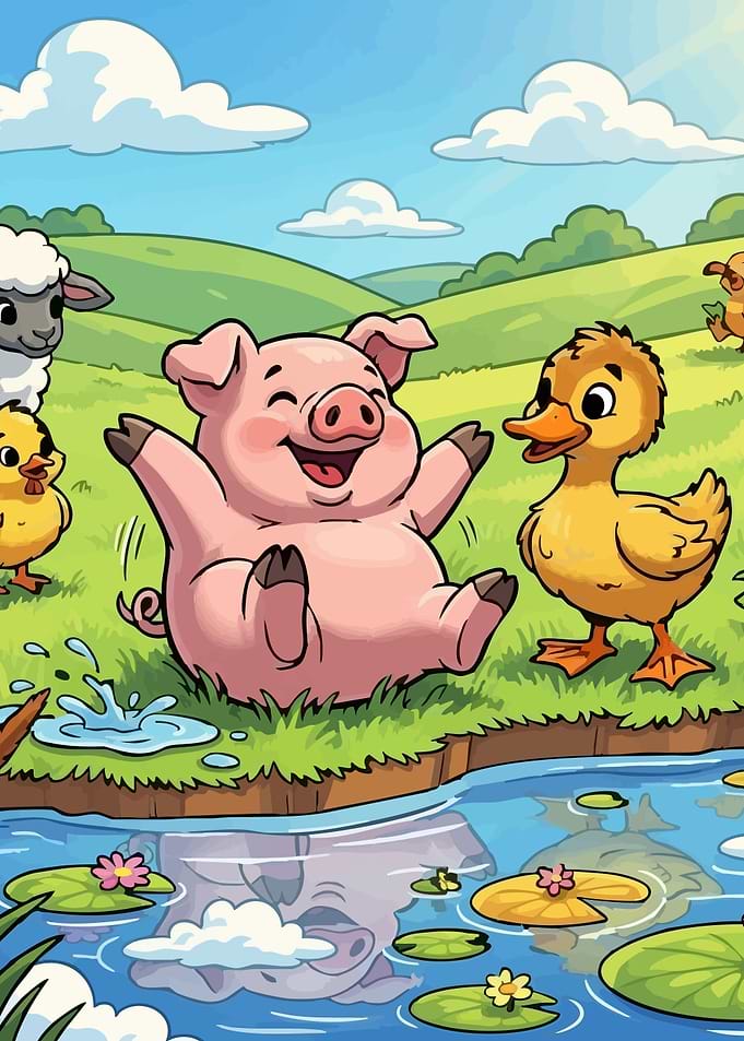Cartoon Animals Pond
